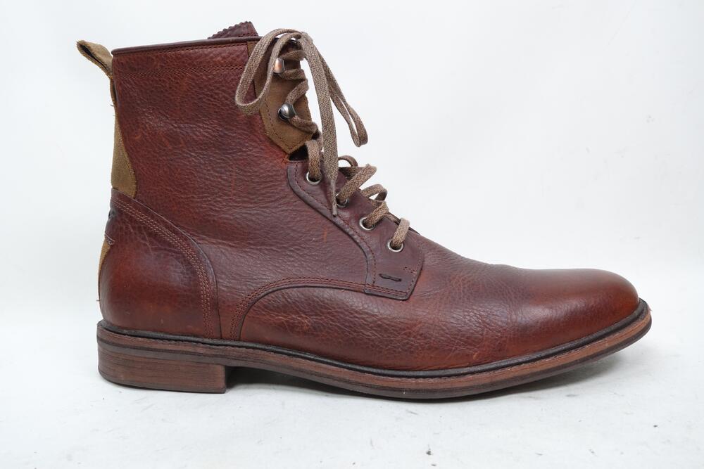 UGG Boots Mens Size 14 Brown Leather Combat Lace Up Ankle Casual Workwear